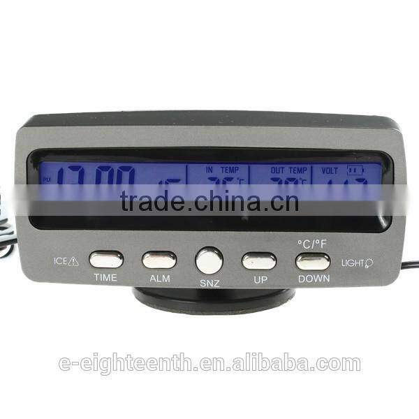 New 12V Car Voltage Monitor Battery Alarm Clock display Temperature Thermometer