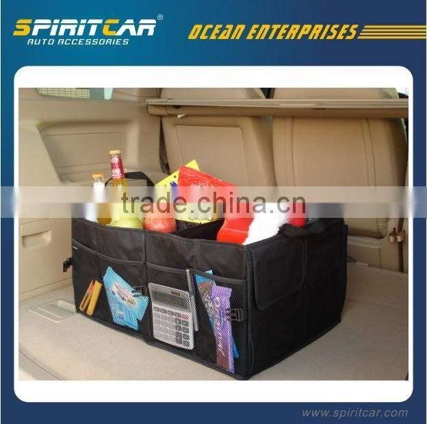 Orange 420D Oxford Material Back Seat Car Organizer with Multi-function