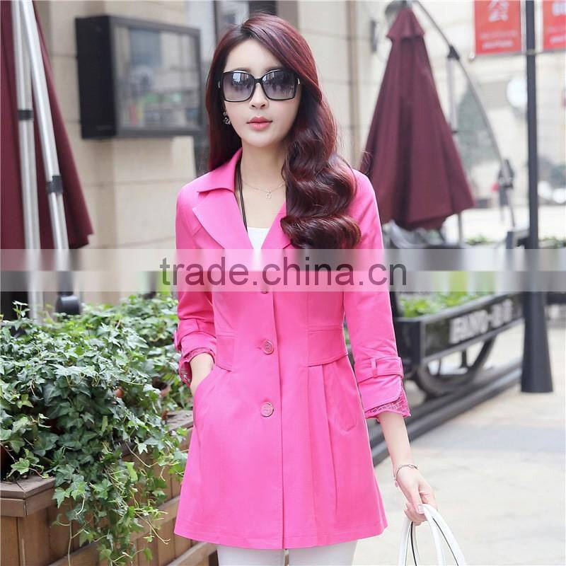 Fashion ladies coats long spring trench coat for women outdoor jacket