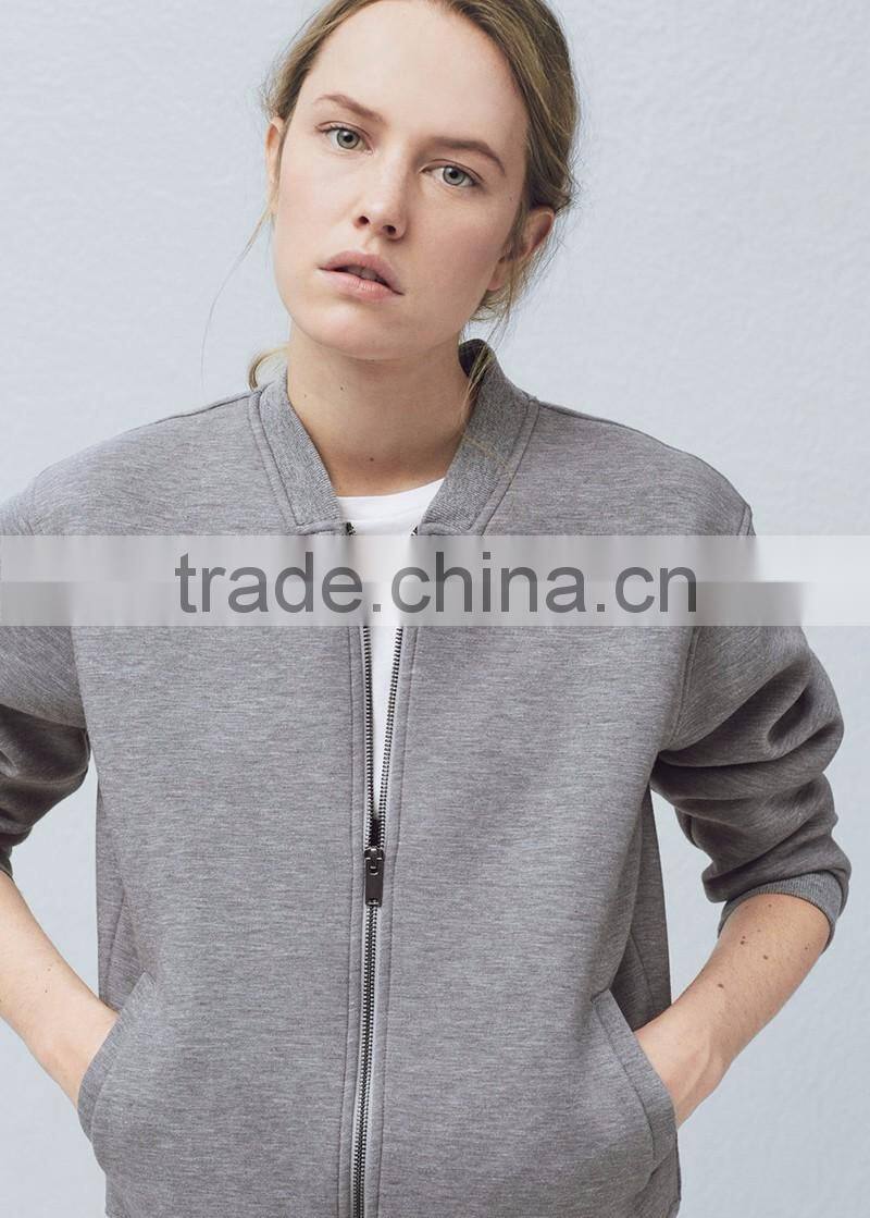 women custom designs grey high quality best price fashion plain bomber varsity jacket
