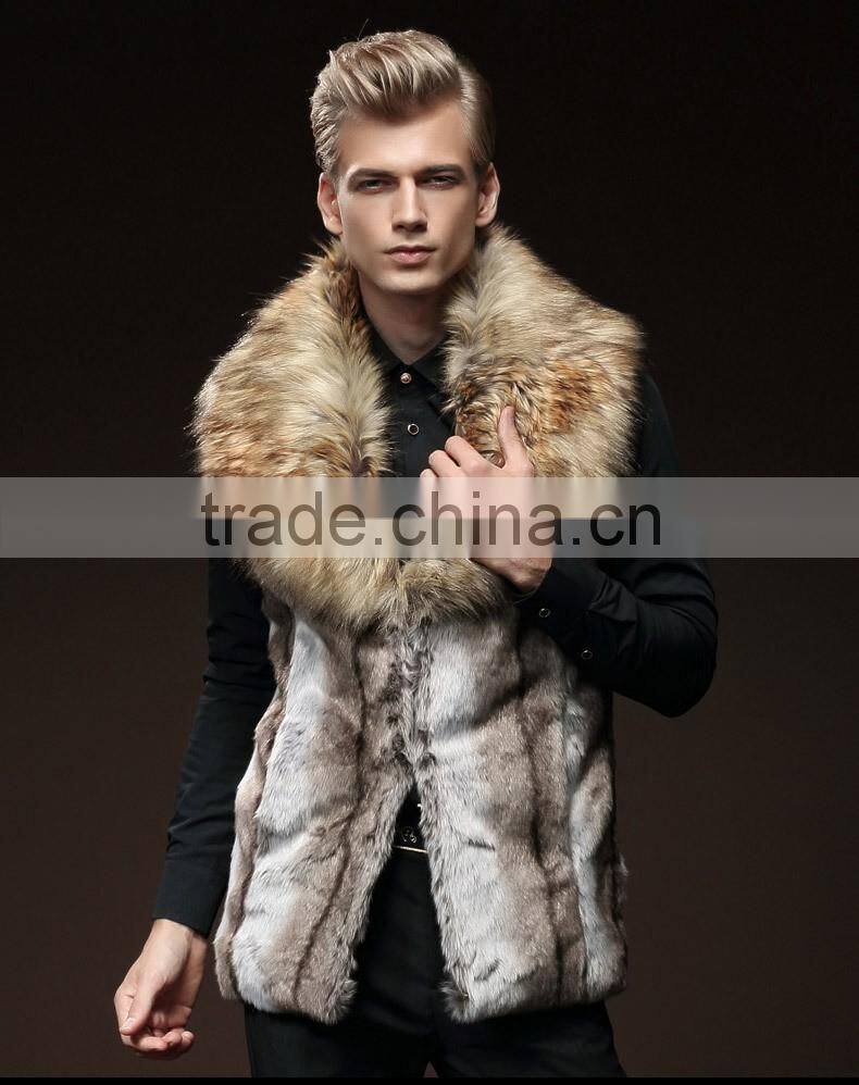 2016 winter new design faux fur man vest wholesale warm waistcoat