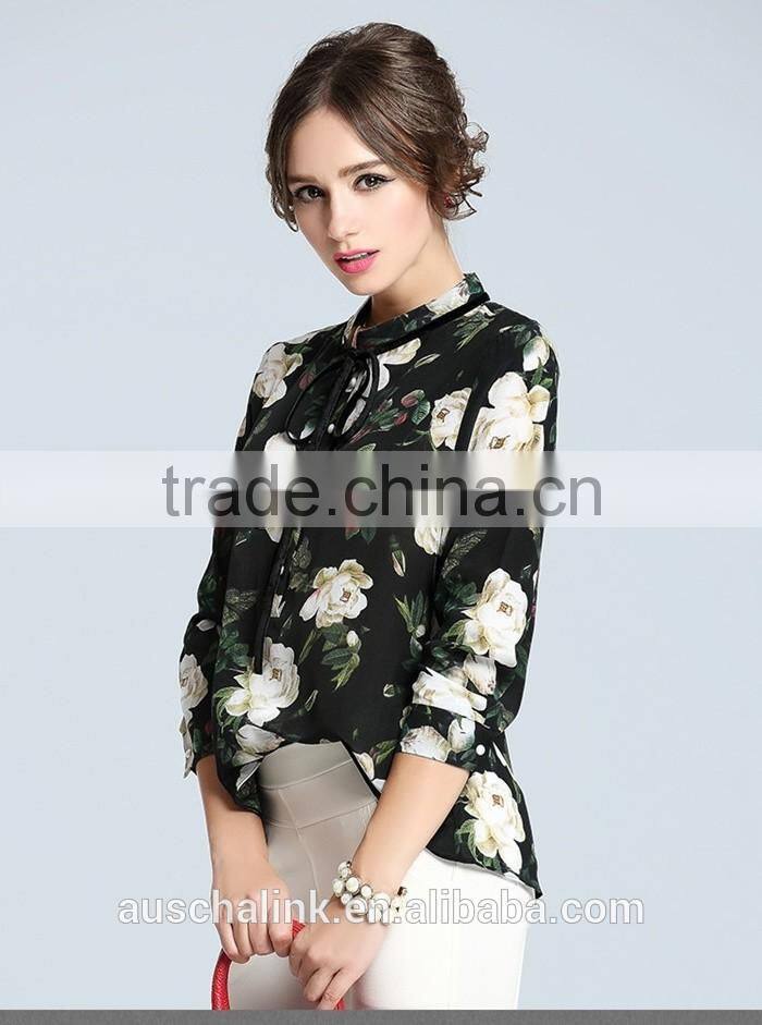 best selling summer elegant design floral print shirts for women