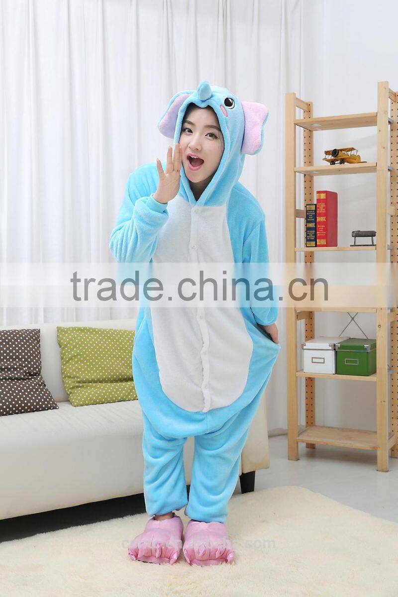 flannel cartoon adult animal jumpsuit animal pajamas jumpsuit elephant design