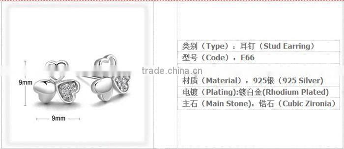 925 sterling silver Lucky clover classic Smart stud earring wholesale for ladies