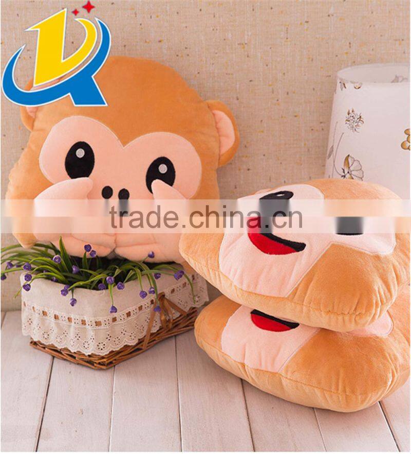 2016 Best selling high quality plush monkey emoji pillow