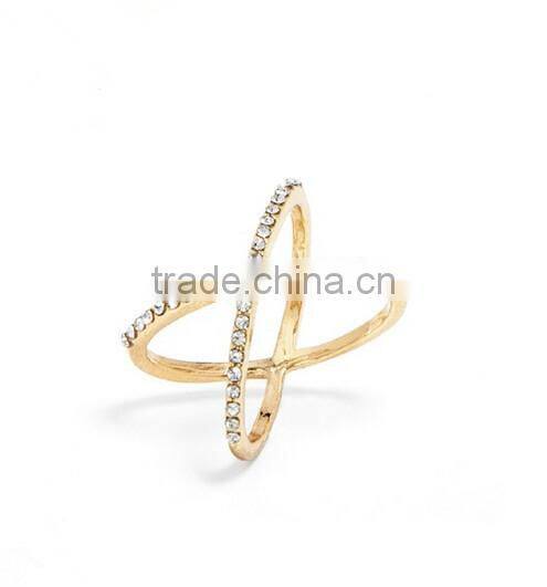 New fashion 925 sterling silver X ring gold rose gold silver ring zircon stones