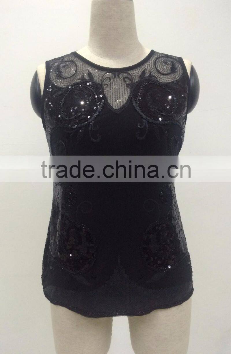 ladies sequin and bead tank top design