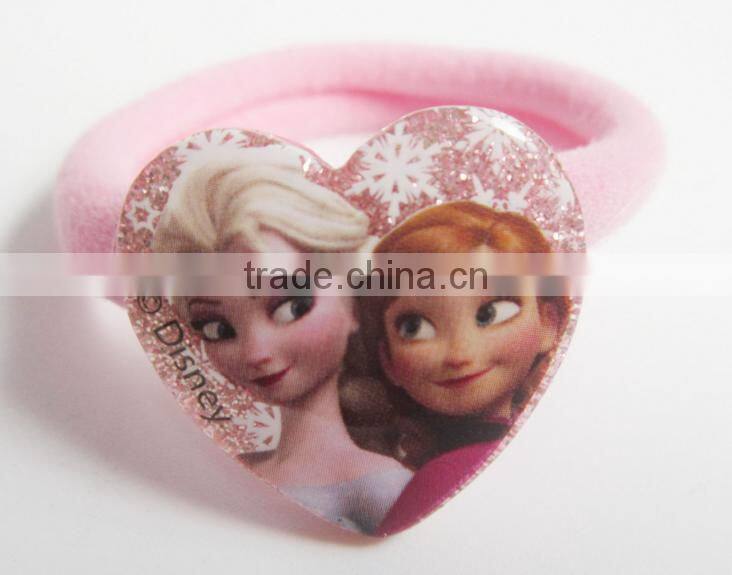 Cartoon princess hairband blue flower charm pony holder promotional items 2016 rubber band