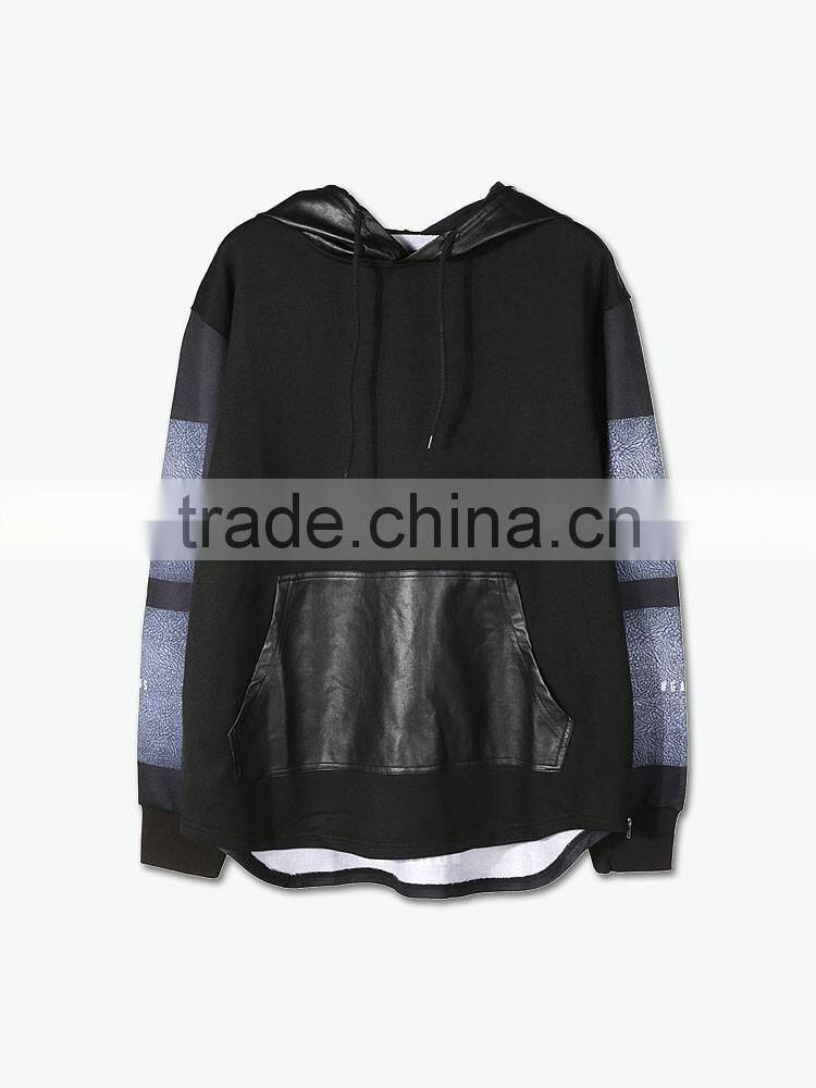 2016 fall winter wholesale mens clothing leather pocket hooded sweatshirts xxxxl hoodies