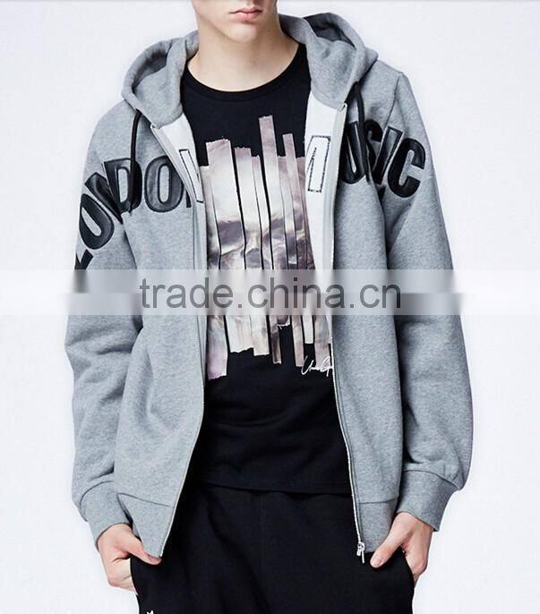 2016 wholesale high quality grey gym heavy hoodies sweatshirt distressed hoodie
