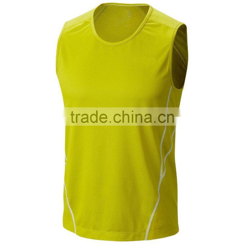 man sleeveless o-neck polyester t-shirt for sports