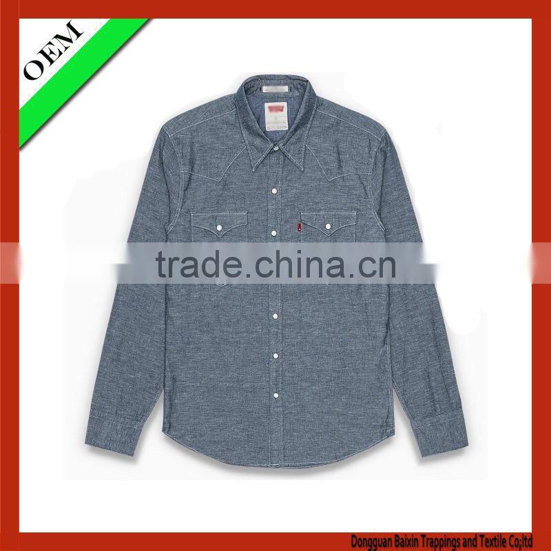 2015 high quality Jean Shirt With long Sleeve OEM