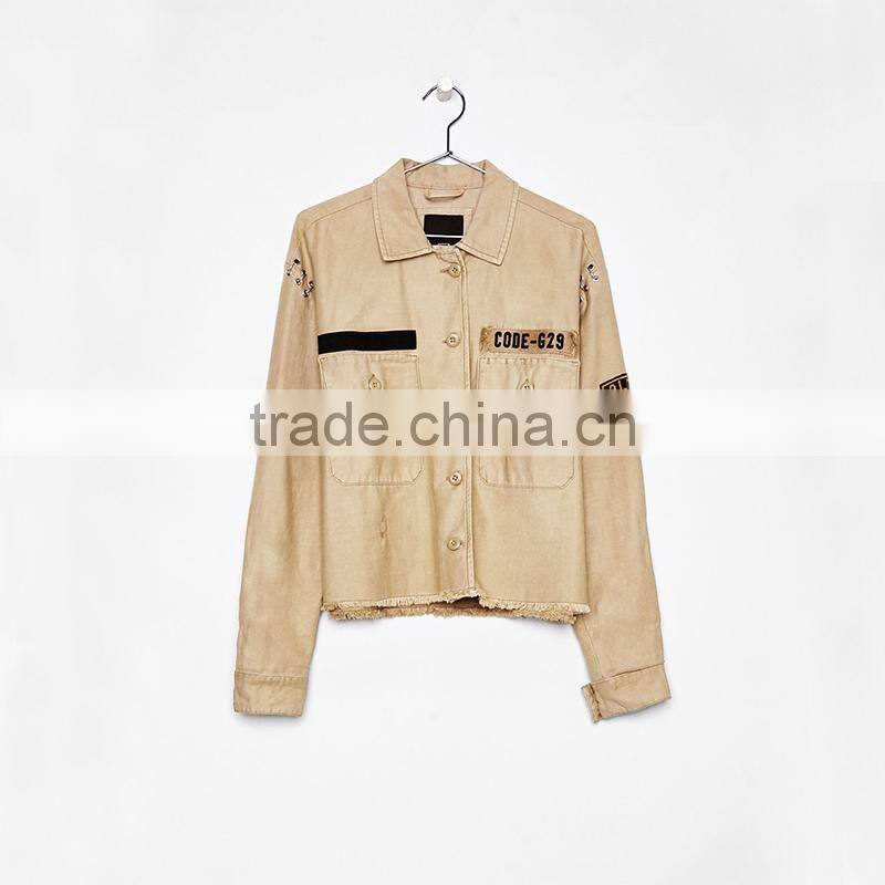 Buy jackets online ladies light short cotton overshirt military jacket