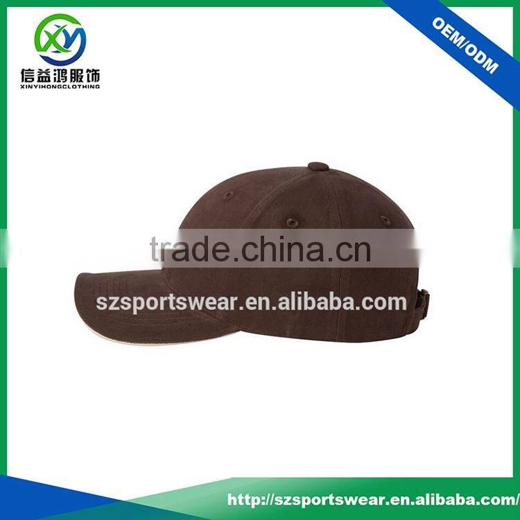 High quality brown color washed cotton twill fabric hat custom