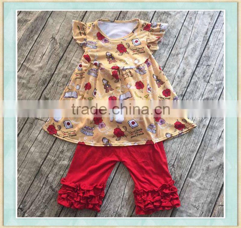 2017 persnickety fall back to school outfit flutter sleeve dress match ruffle shorts design boutique girls clothes