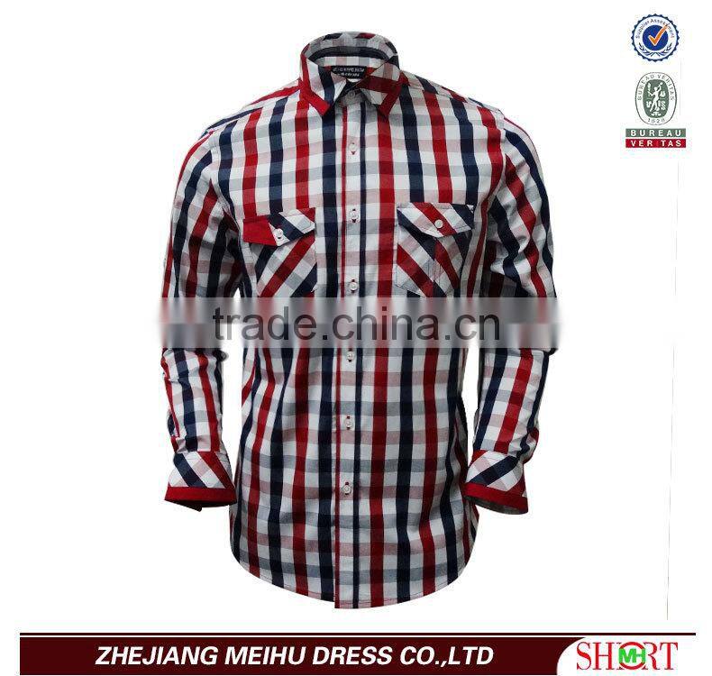 2017 latest plaids mens shirtslong sleeves with two pockets