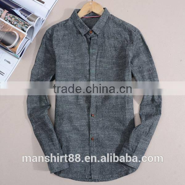 men's simple cotton/linen hidden placket long sleeves casual shirt