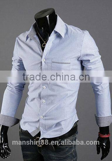men's stylish contrast color slim fit oxofrd formal shirt