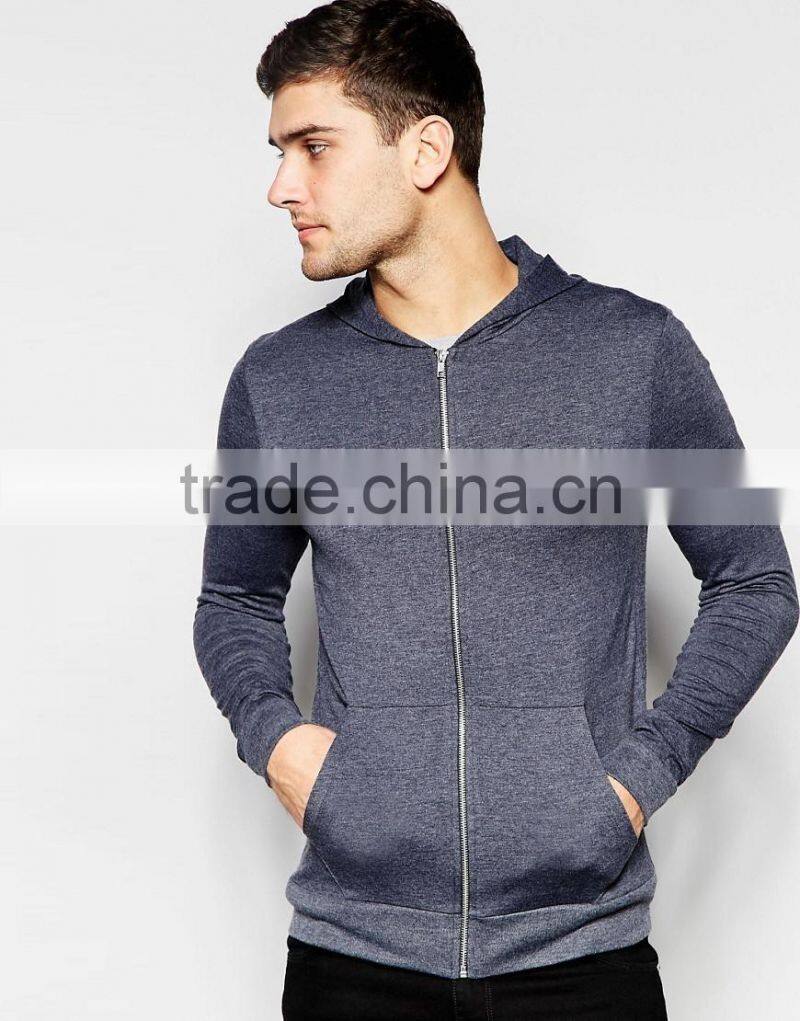 Lightweight Jersey Muscle Zip-Up Hoodie In Navy