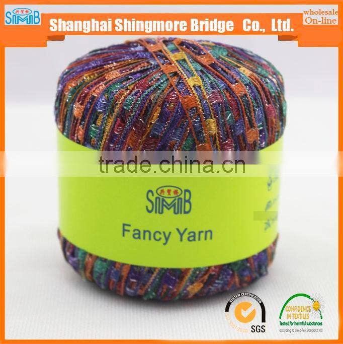 fancy yarn manufacturer hot sales oeko tex 100 quality nylon polyester lurex ladder yarn with 50 gram balls
