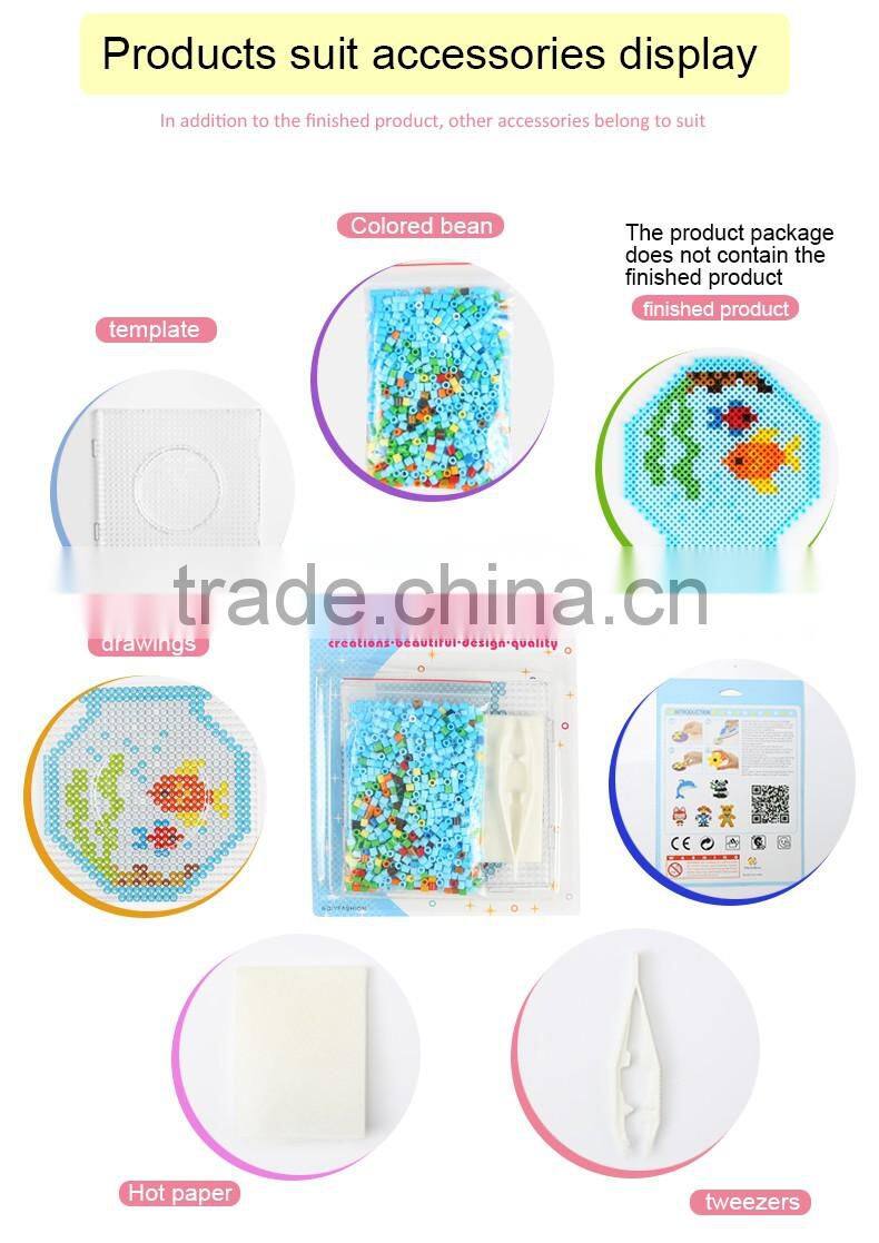 Diyfashion 5mm hama perler fuse beads Goldfish bowl set with puzzle iron paper and twezzer hama beads toys for kids 18091