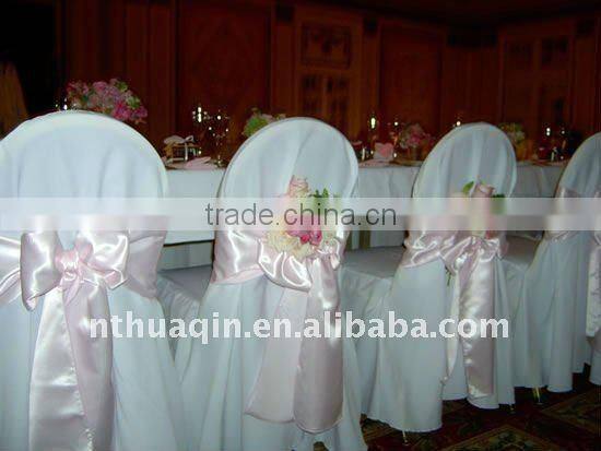 Polyester banquet chair cover with lamour satin sash