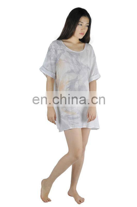 High Quality Cheapest Plain Short Sleeve Sexy See-through Chiffon Lady Top