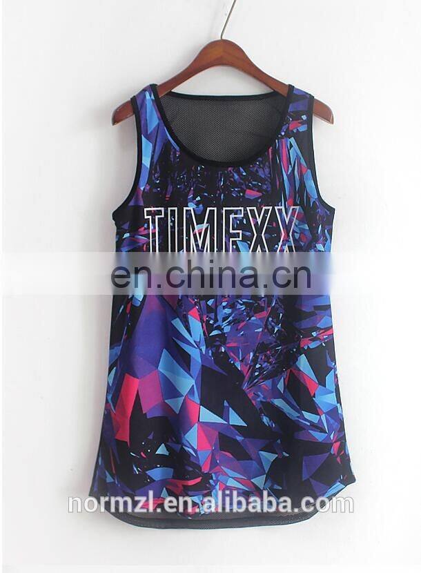 3D printed fashion style free custom your design tank top hot girls top sale 100%polyester tank top