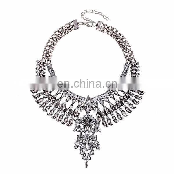 Classic restoring ancient silver zinc alloy exaggerated geometry coin chain tassel necklace