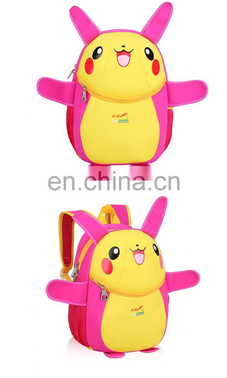 Boys Girls School Bags 3D Pikachu Prints Backpack