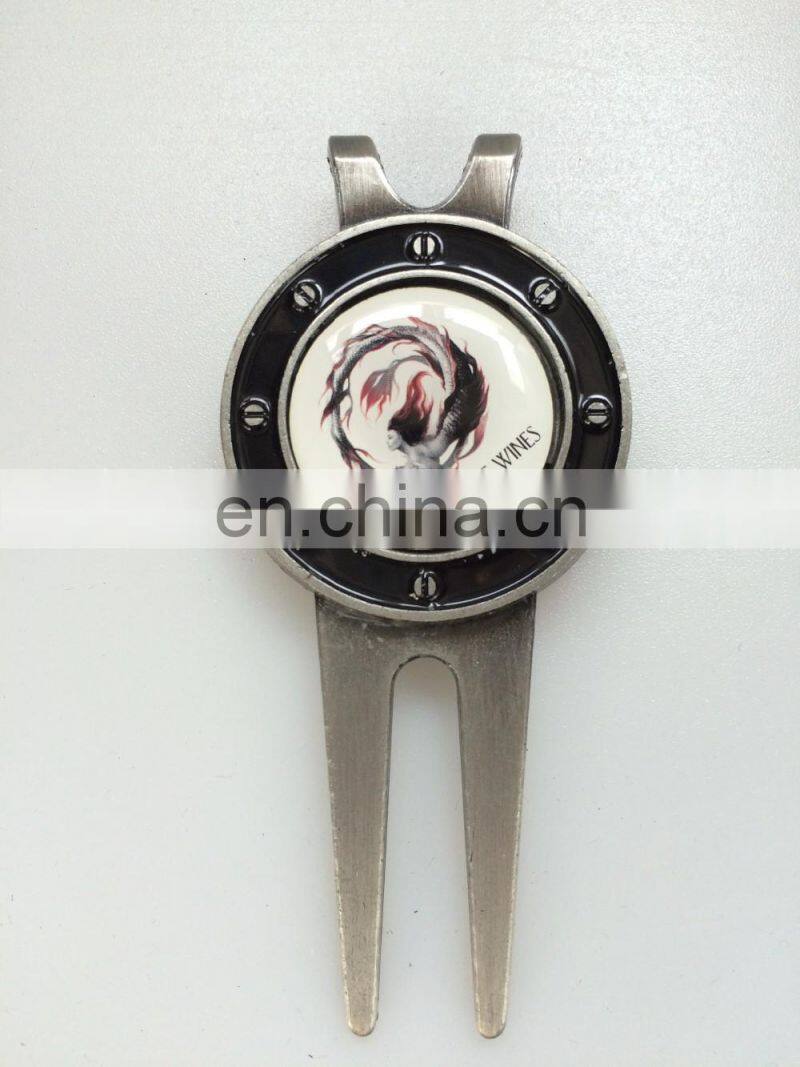 Custome zinc alloy antique silver plating divot tool divot