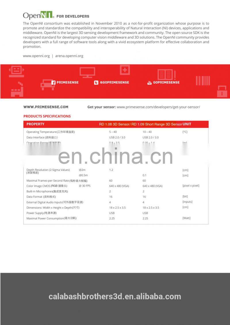 VR AR Develop Sensor Primsense Carime 1.08 Sensor 3D Scanner in Stock