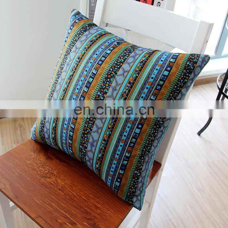 i@home Without core ethnic style gilded striped linen print pillow cushion cover for sofa