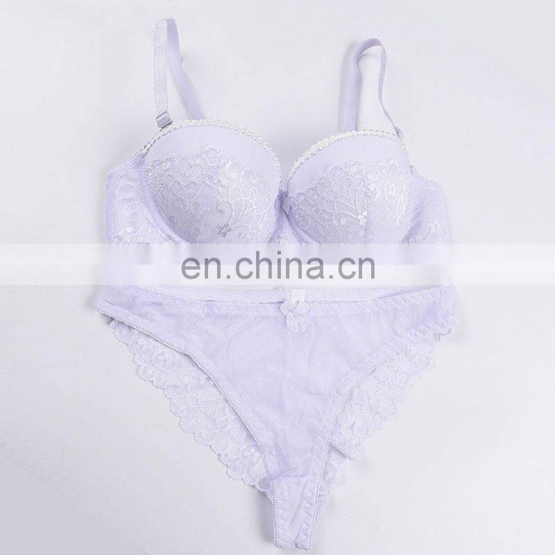 romantic bra set for women 1/2 trace + lace push up sexy underwear sets and pant