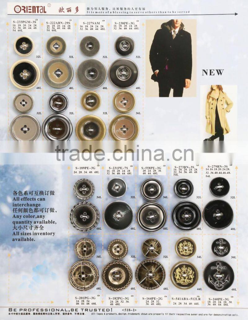Antique brass color plastic ABS material vintage coats button supplier