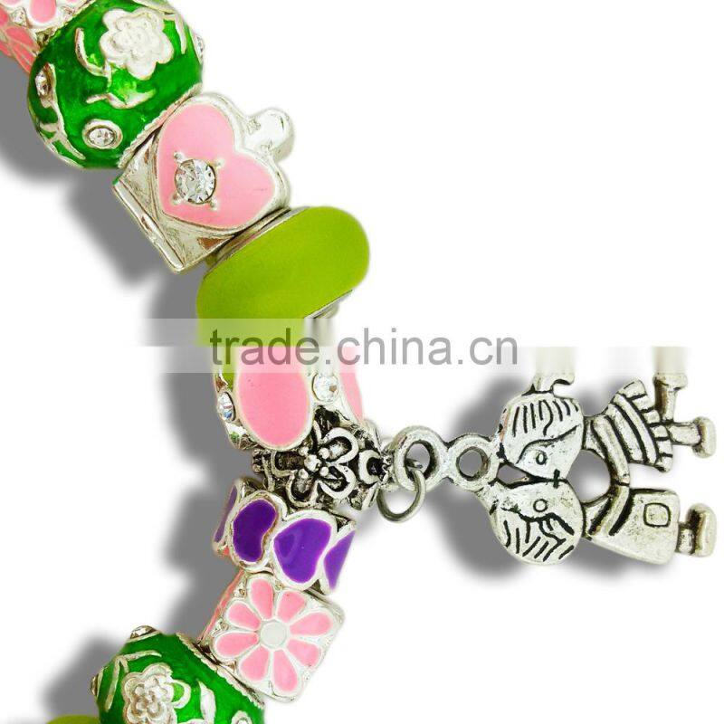 Luxury silver charm bracelet & bangle for women with high quality European bead