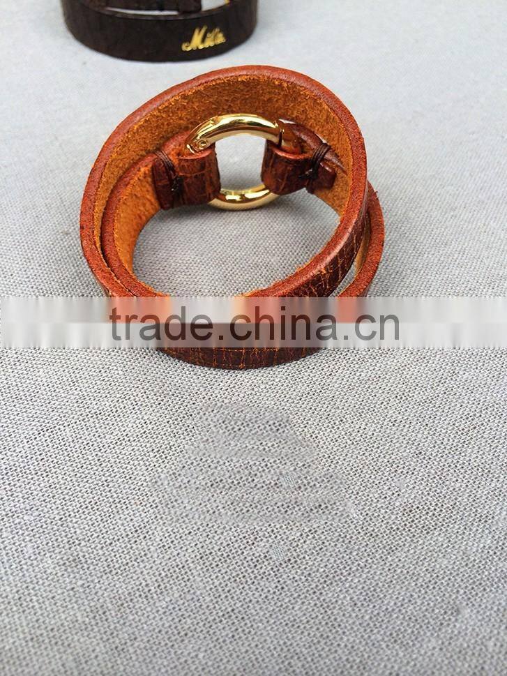 Personality High Feshion Genuine Leather Crocodile Parttern Crack Vintage Retro Style Hand Make Bracelet for mens