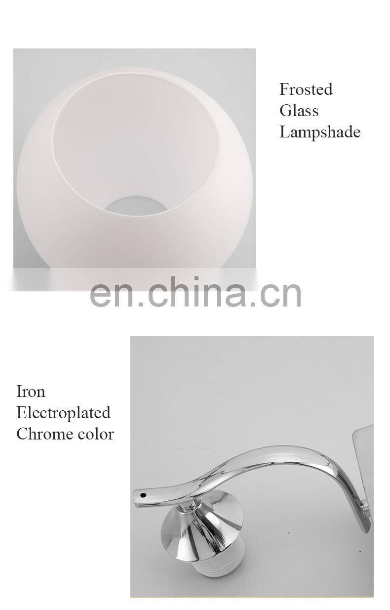 High Quality Decoration Indoor Modern Fancy Glass Ball Wall Lamp Glass cover metal lamp body wall light