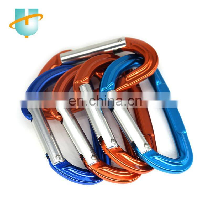 D Shape Aluminium Outdoor Hiking Hanging Hook Camping Anodizing Surface 12KN Carabiner Hook for Dog Leashes
