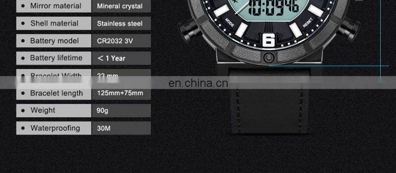 SINOBI Multi Function Men Wristwatch S9733G Full Calendar Window Male Watch LED Display Digital Watches