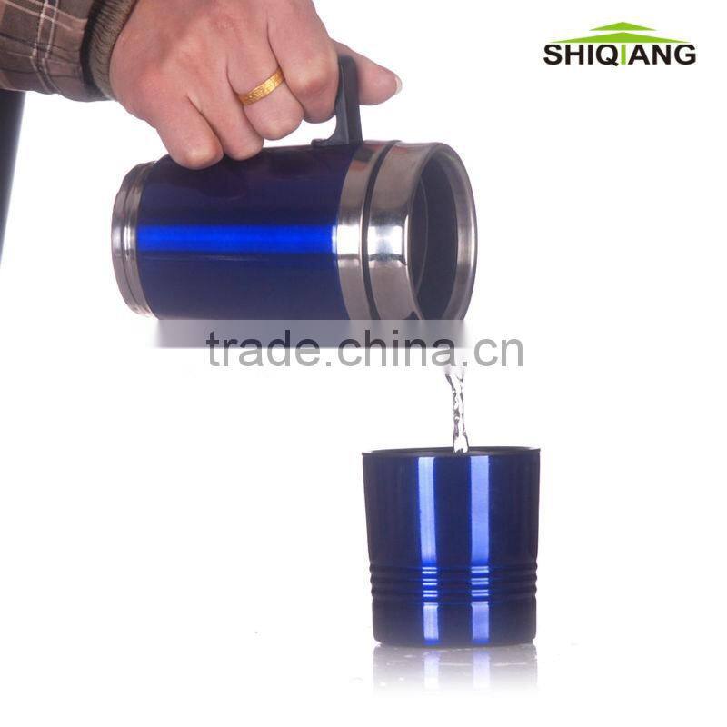 450ml double wall stainless steel office coffee mug with a cup