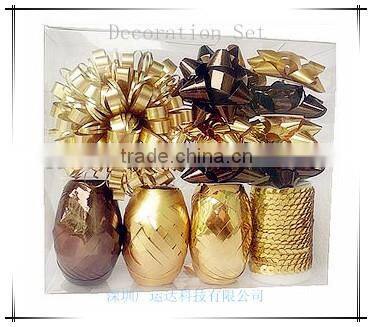 Metallic Poly Ribbon Egg and Bow Set Decoration Bow Set for christmas Holiday Decoration
