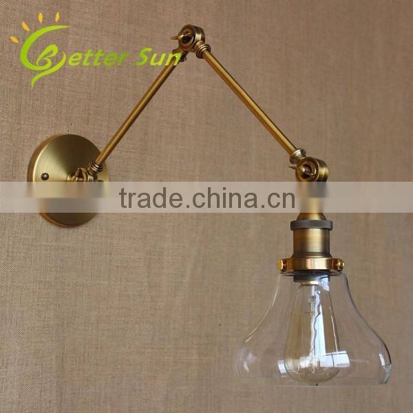 Modern Glass Shade Swing Arm wall light and wall lamp for Bedroom