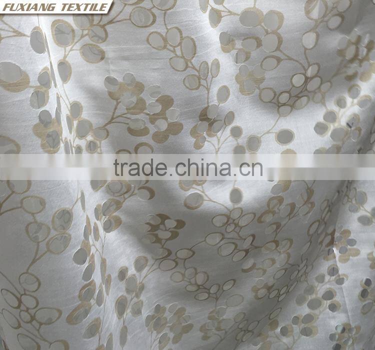 100% Polyester burn-out geometric/leaves/ branches window curtain fabric