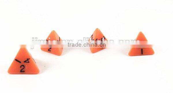 orange plastic 4 sided game dice,bulk dice for wholesale
