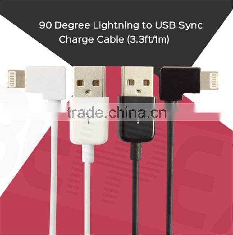 90 Degree MFI 8 Pin Male Data Multi Charge USB Cable