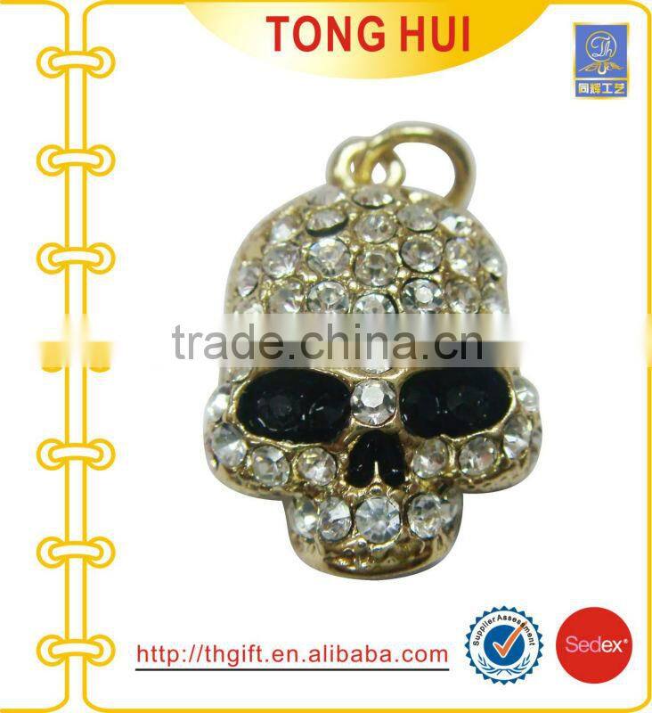 Skull head shape metal mobile phone strap