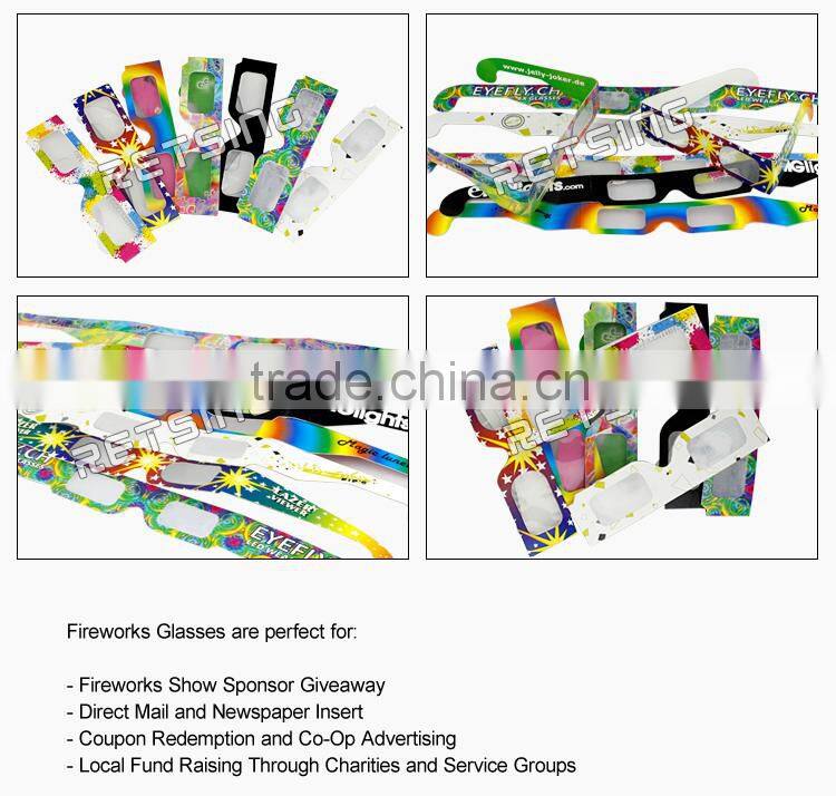 Paper fireworks diffraction glasses used for festival and party for fun