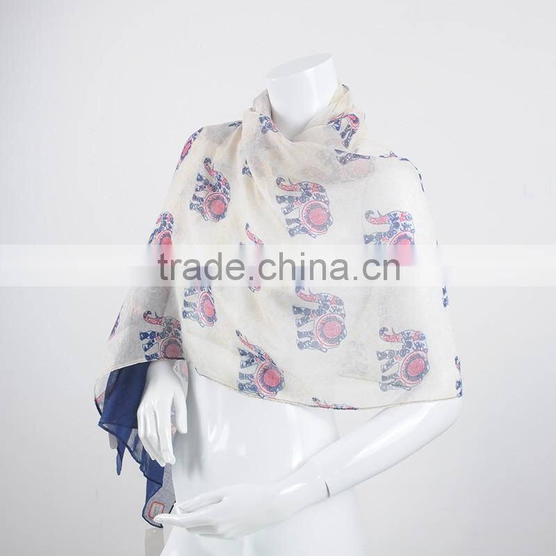Elephant printing plain jersey cotton muslim long scarf hijab scarf