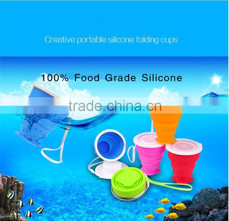 Healthy Life FDA Grade Folding Silicone Foldable Water Cup for Travel Drinking